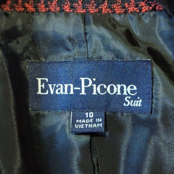 Evan Picone Blazer Women's Size 10 Red Black Houndstooth Classic Office Corpcore - Picture 2 of 9